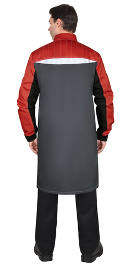 Халат СИРИУС-ФАВОРИТ-МЕГА мужской, тёмно-серый с черным и красной отделкой