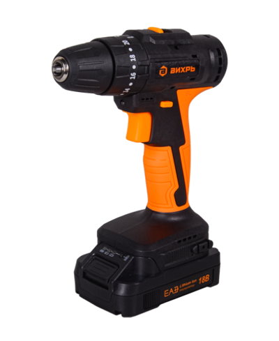 Дрель-шуруповерт Вихрь ДА-18Л-2КУ/Б (2,0 А/ч) (бесщеточный двигатель)