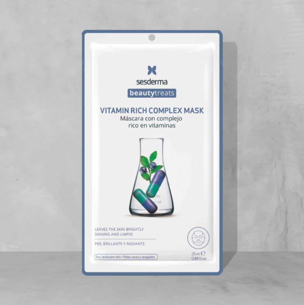Sesderma BEAUTYTREATS Vitamin Rich Complex Mask - Увлажняющая тканевая маска для сияния кожи с экстрактом черники и ягод асаи