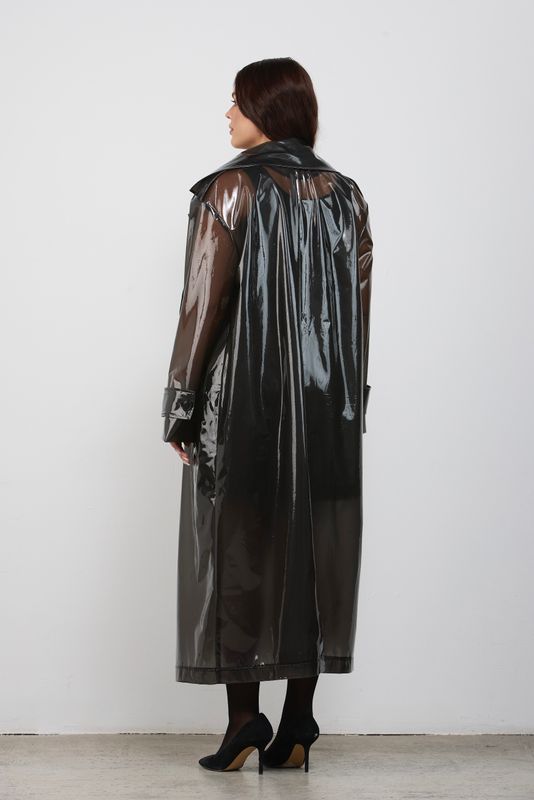 Тренч двубортный прозрачный, графит