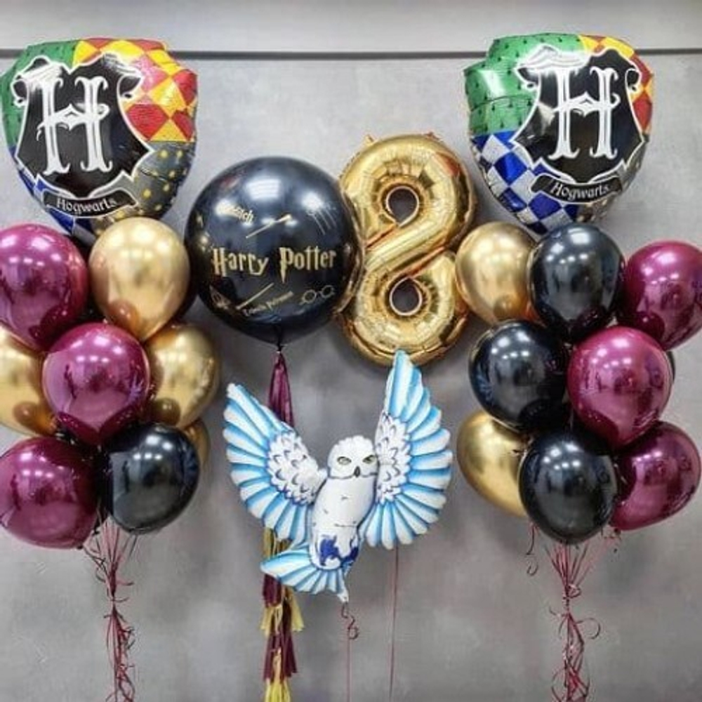 Композиция из шаров «Волшебники в Мире Магии» на 8 лет с Совой