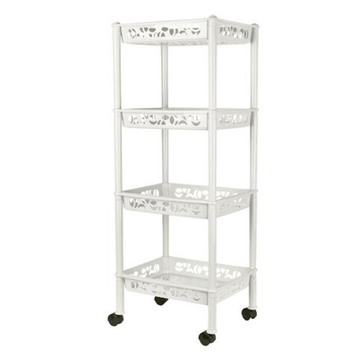 Этажерка Keeplex Light на колесиках четырехсекционная малая прямоугольная 37х29х93,5 см белое облако