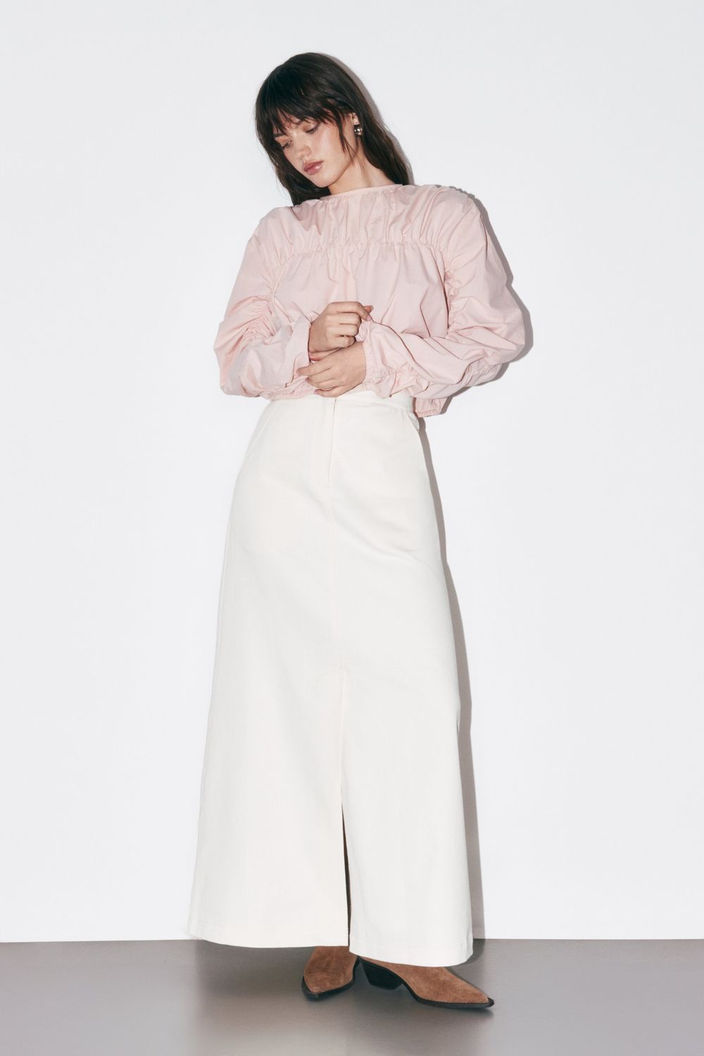 Рубашка с драпировкой "Пепельная роза" женская