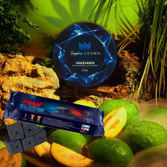 Crown Sapphire - Greender (25g)+Уголь для кальяна Crown – 26 мм (10 шт)