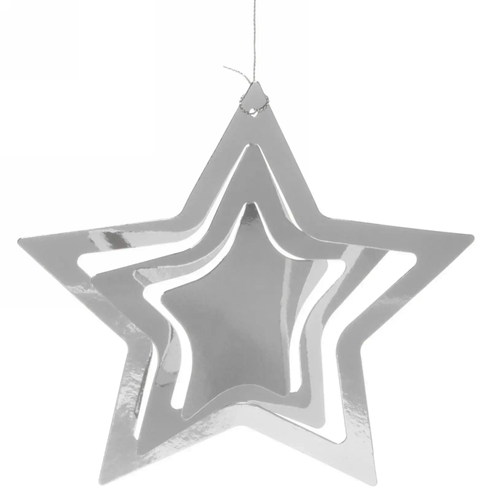 Подвесное украшение «Праздничная атмосфера» 19 см , (5 штук), серебро