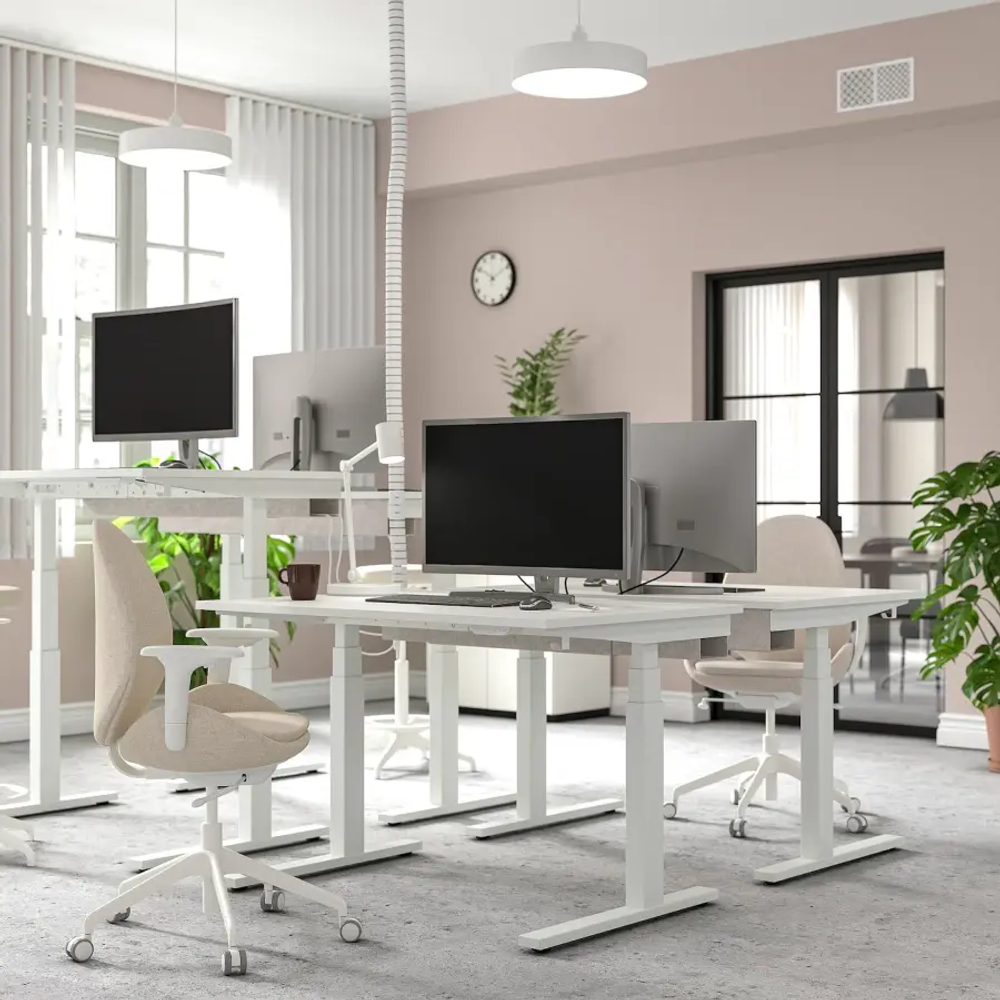 Письменный стол с регулировкой по высоте - IKEA MITTZON/МИТТЗОН ИКЕА, 120х80х62-126 см, белый