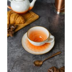 Чайная пара 240 мл d 10 см h5 см оранжевая фарфор "The   Eco" P.L. Proff Cuisine [1]