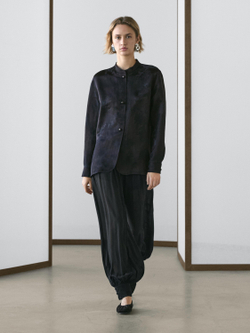 Massimo Dutti Жаккардовая рубашка из струящейся ткани, темно-синий