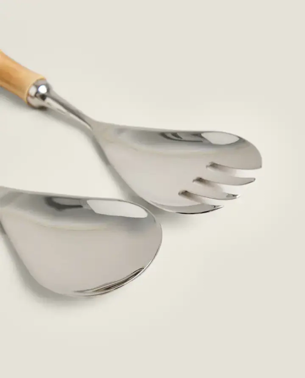 ZARA HOME НАБОР ДЛЯ ПОДАЧИ САЛАТА С БАМБУКОВОЙ РУЧКОЙ (НАБОР ИЗ 2 ПРЕДМЕТОВ), КОРИЧНЕВЫЙ