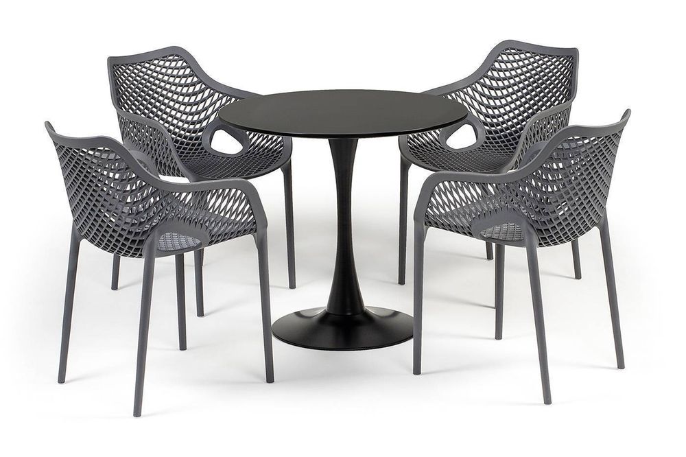 "Беллини" обеденная группа на 4 персоны, цвет темно-серый