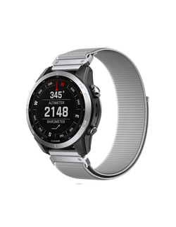 Ремешок QuickFit 20 мм нейлоновый для Garmin Fenix 7S, Fenix 6S, Fenix 5S, Instinct 2S, Epix Pro Gen 2 (42 mm) быстросъемный (Серый)