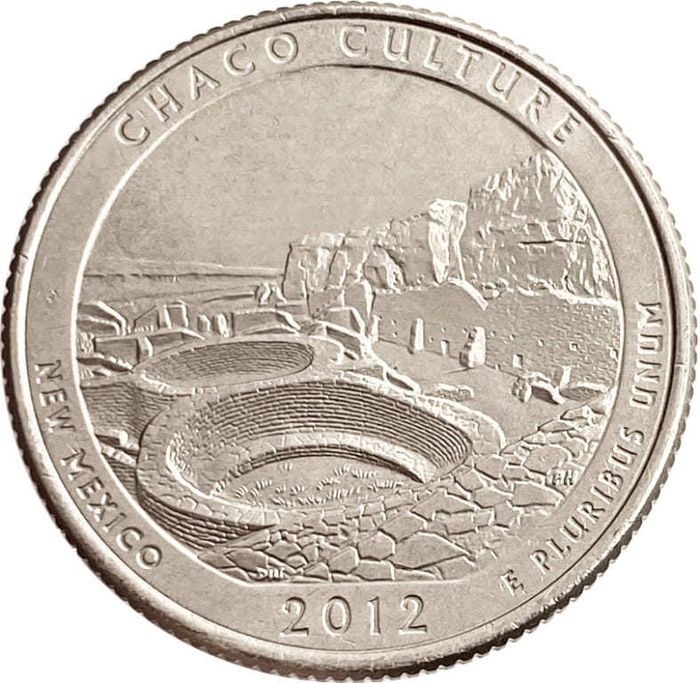 25 центов (1/4 доллара, квотер) 2012 США «Национальный исторический парк Чако» (P) (12-й парк)