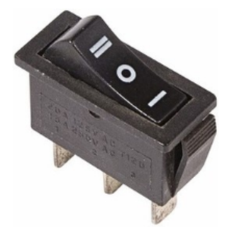 Клавиша-тумблер одинарная узкая средняя 2полож 3конт черная к-014(202-01) 36-2220