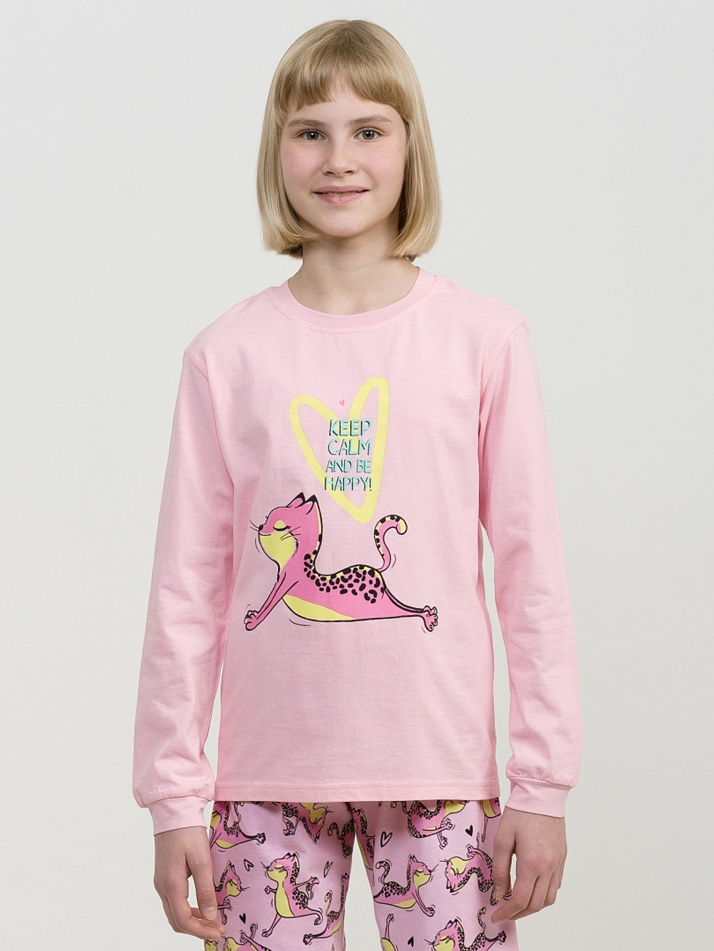 Pelican Пижама для девочек розовая с котиками