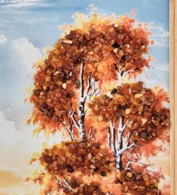 AMB-01/45 Картина «Вдали от мирской суеты» (с янтарной крошкой) пласт.рамка 33х42см