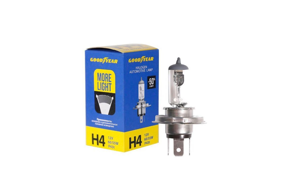 Автолампа 12V H4 60/55W Goodyear +50%