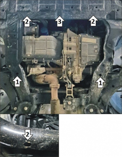 Усиленная защита Motodor картера двигателя, кпп. 2 мм, сталь. для Jac J7 2020-н.в. арт.78301