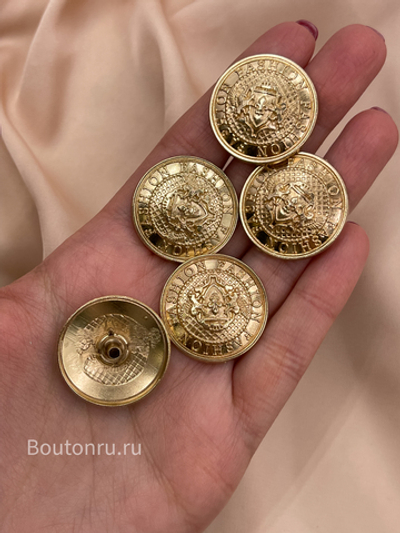 Шляпка под установочные кнопки золотистые герб в стиле БМН