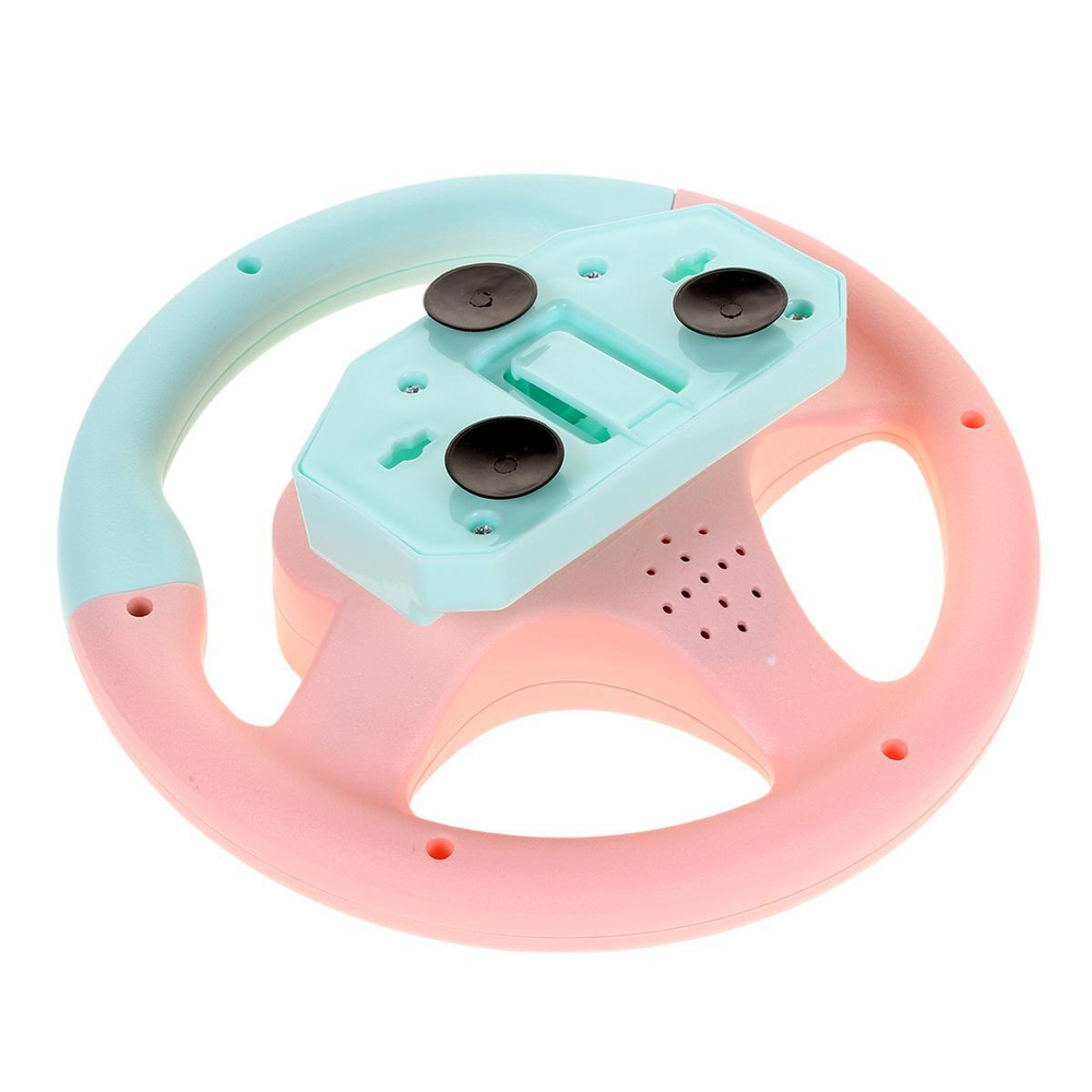 Руль музыкальный 16см, розовый, коробка 1026-19