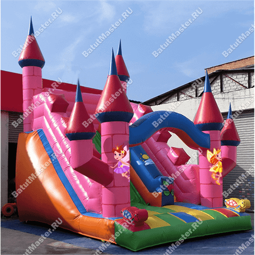 Надувная горка "Розовая крепость"