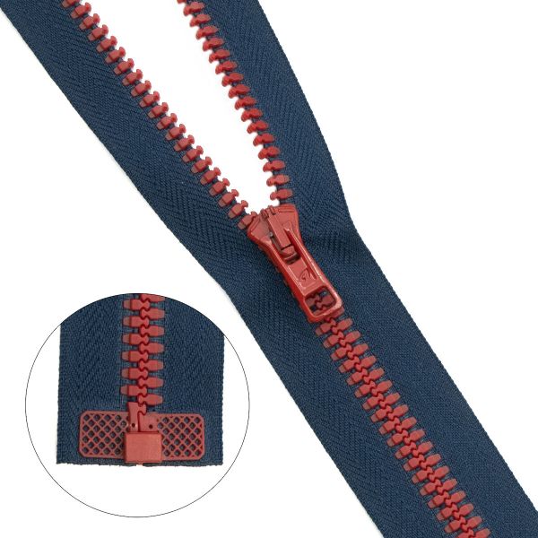 Молния трактор Arta Т6 (6 мм) 1 зам., разъем., 80 см, BiColor, цв. 044 т.синий / 008 красный, уп.5 шт