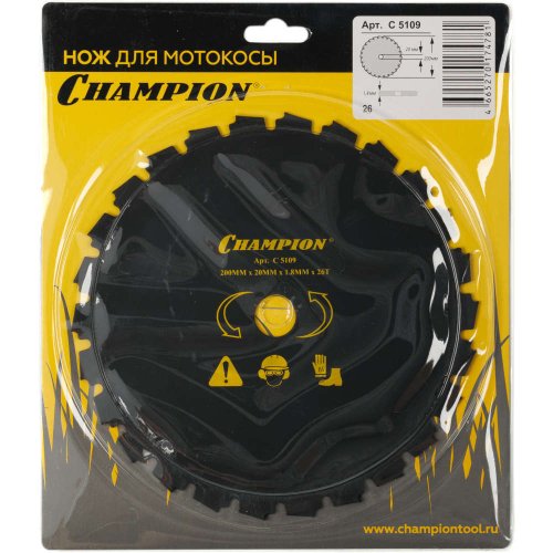 Нож CHAMPION для триммера 26 зубчатый d=200*20mm  долотообразные зубцы   C5109