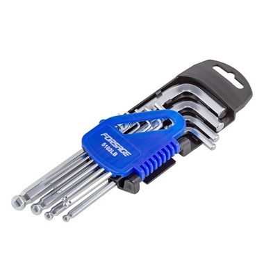 Набор ключей 6-гранных Г-образных длинных с шаром 10пр. (1.27, 1.5, 2, 2.5, 3-6, 8, 10мм)в пластиковом держателе Forsage F-5102LB