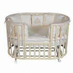 Кровать детская "Aleksa" 6 в 1 универсальный маятник, колесо, слоновая кость