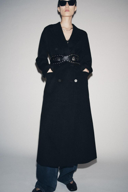 ZARA КОЖАНЫЙ РЕМЕНЬ-КОРСЕТ С ЗАКЛЕПКАМИ, ЧЕРНЫЙ