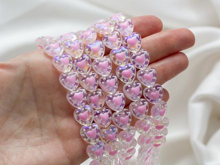 Бусина "Сердце со стрелой" 12мм, стекло (1шт)