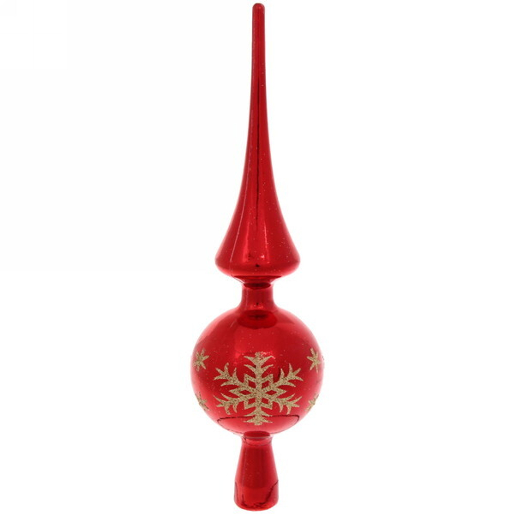 Верхушка на ёлку 26 см «Снежинка», Красный/золото