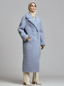 Шуба женская чебурашка тедди эко, светло-голубая, SilverFox