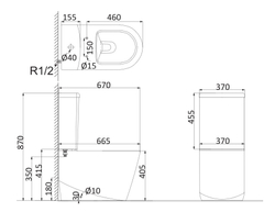 Унитаз-компакт Creo Ceramique RENNES с быстросъемным сидением микролифт, безободковый схема