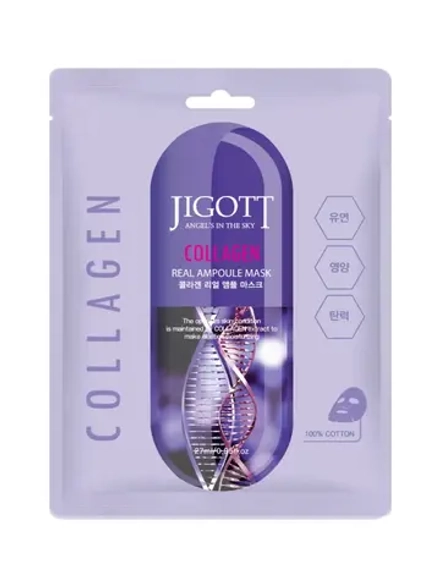 JIGOTT - МАСКА АМПУЛЬНАЯ ДЛЯ ЛИЦА С КОЛЛАГЕНОМ REAL AMPOULE MASK COLLAGEN, 27 ML