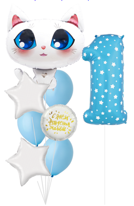 Набор шаров 1 годик малышу (котик) | 0017