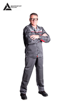 Костюм мужской летний «КИРЖАЧ» (куртка+брюки) цв.темно-серый/светло-серый