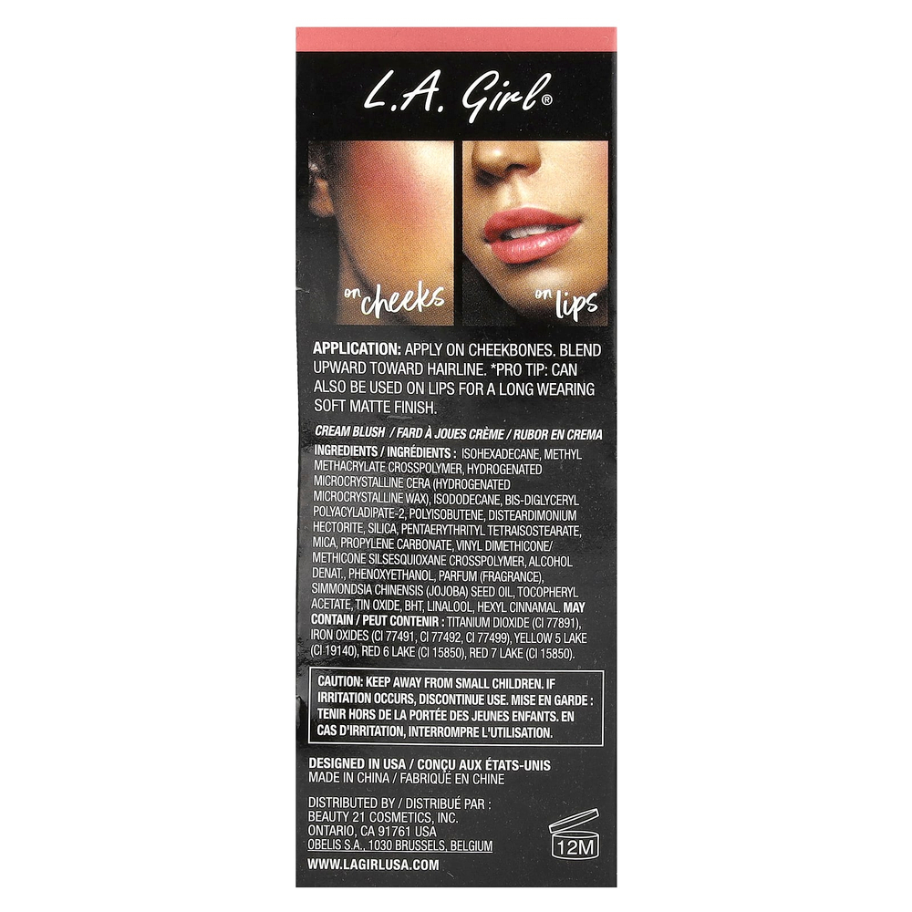 L.A. Girl, мягкие матовые кремовые румяна, GBL441 бутон розы, 8 мл (0,27 жидк. унции)