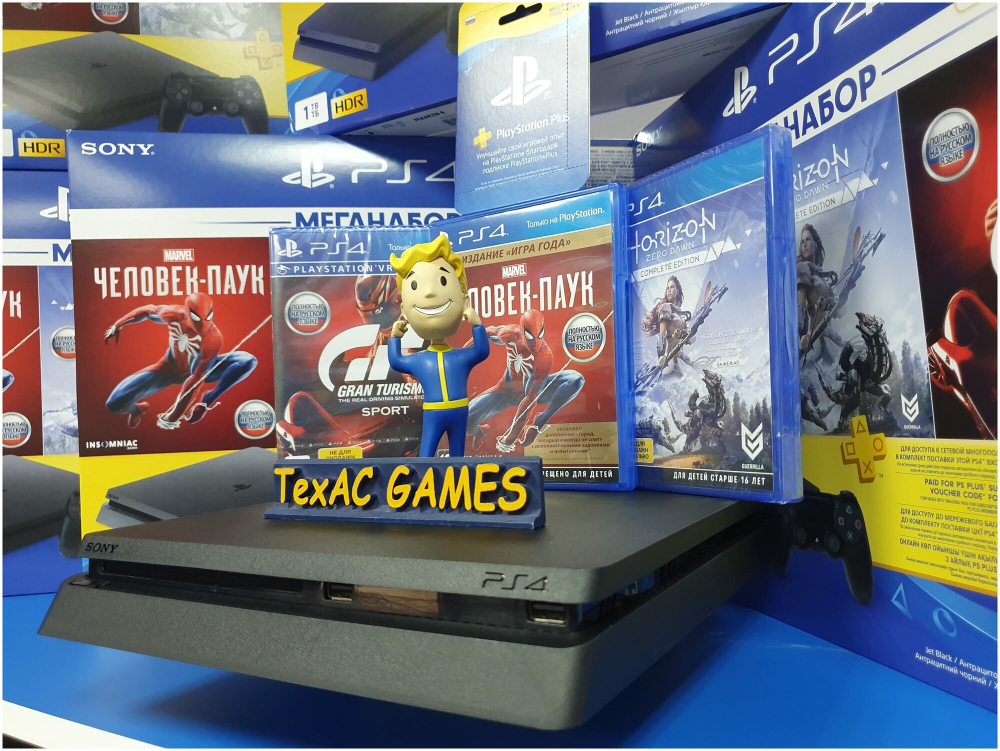 Sony PlayStation 4 Slim 1 ТБ GTS/HZD/SpiderM/PS+ 3мес