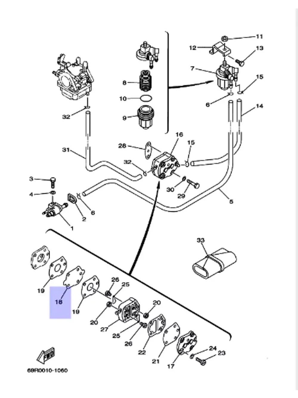 Диафрагма топливного насоса Yamaha 20-90