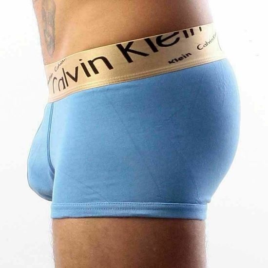 Мужские трусы боксеры голубые с косой резинкой Calvin Klein Bronze Trunks Italics