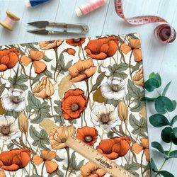 Ткань премиум таффета яркий полевой гербарий