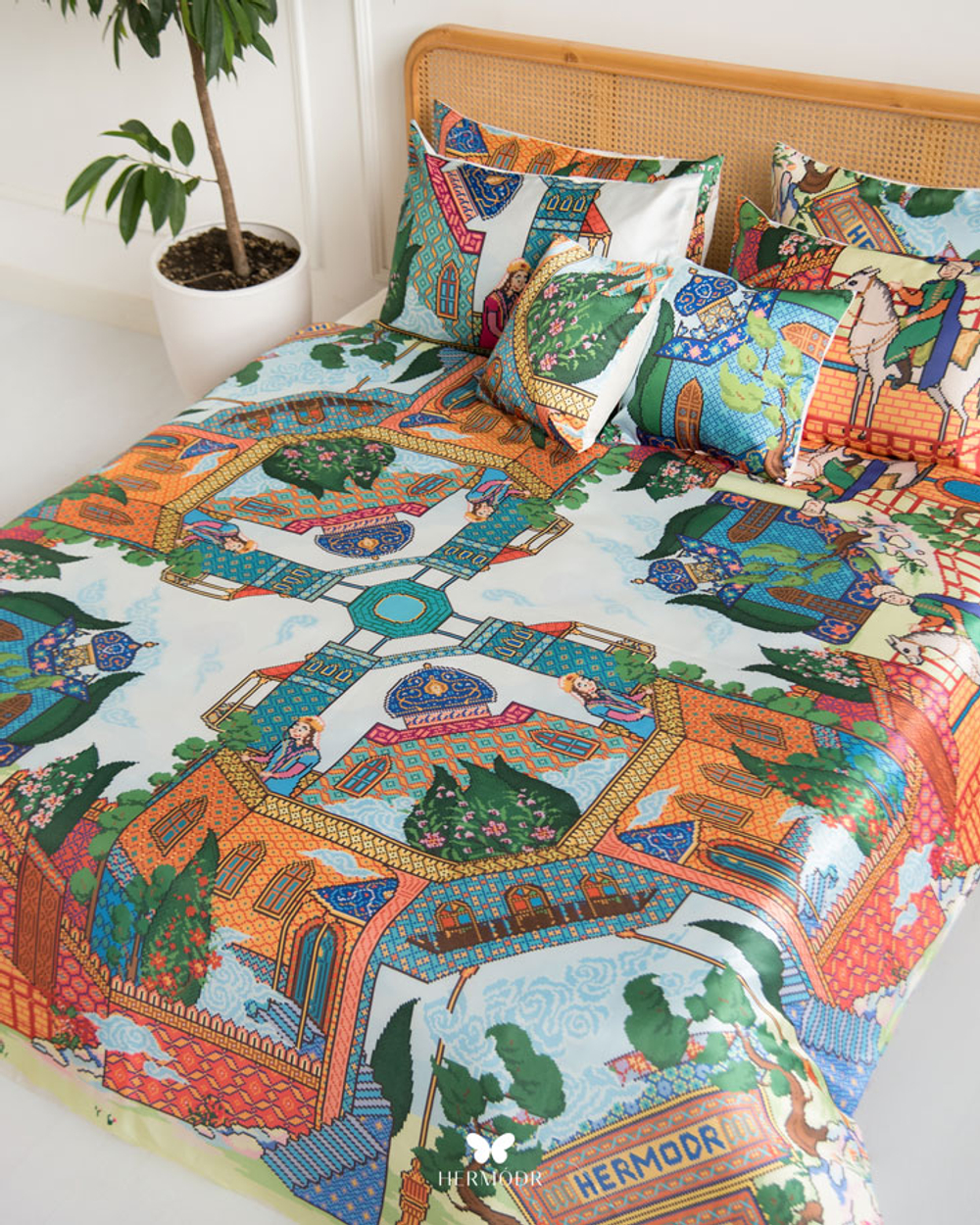 Комплект постельного белья двуспальный Shirin Cover Hermodr 8 предметов 130220303 Иран
