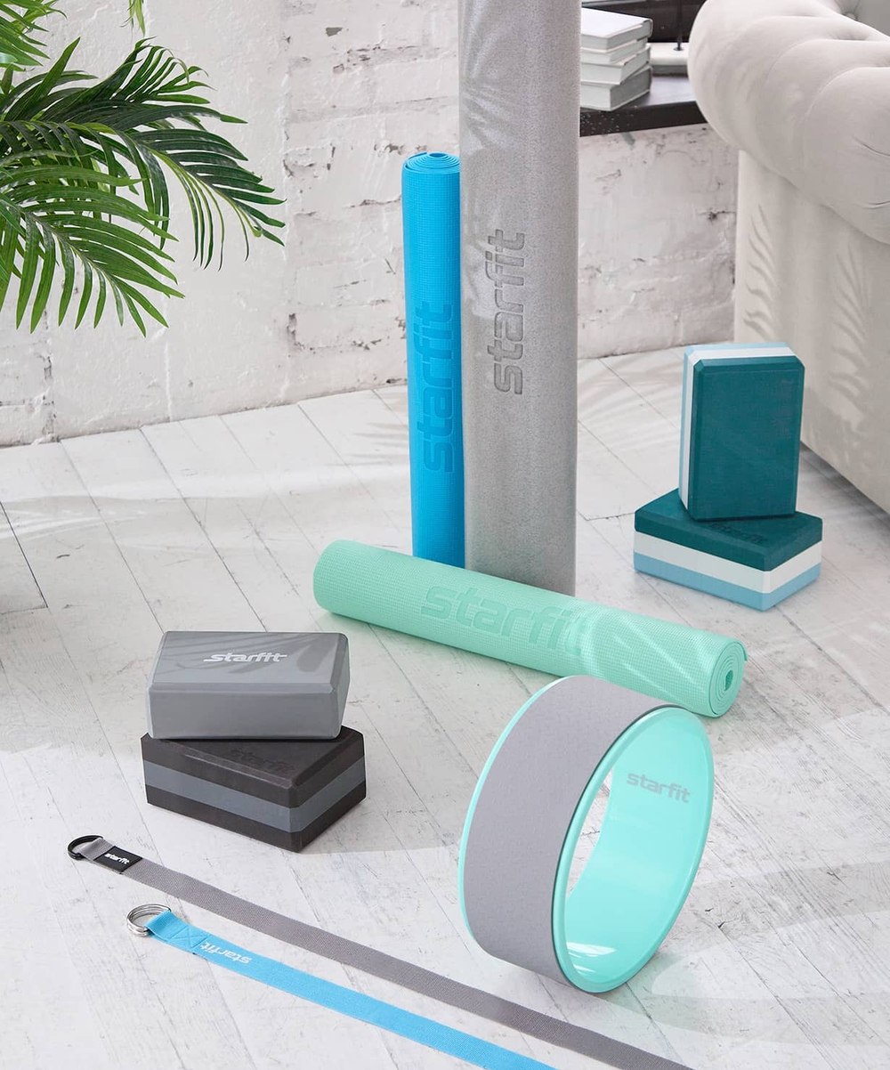 Коврик для йоги и фитнеса FM-101, PVC, 173x61x0,3 см, синий