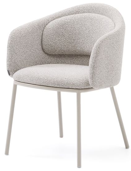 Стул Minda из плотной бежевой шенилловой ткани и стальными ножками бежевого Испания La Forma