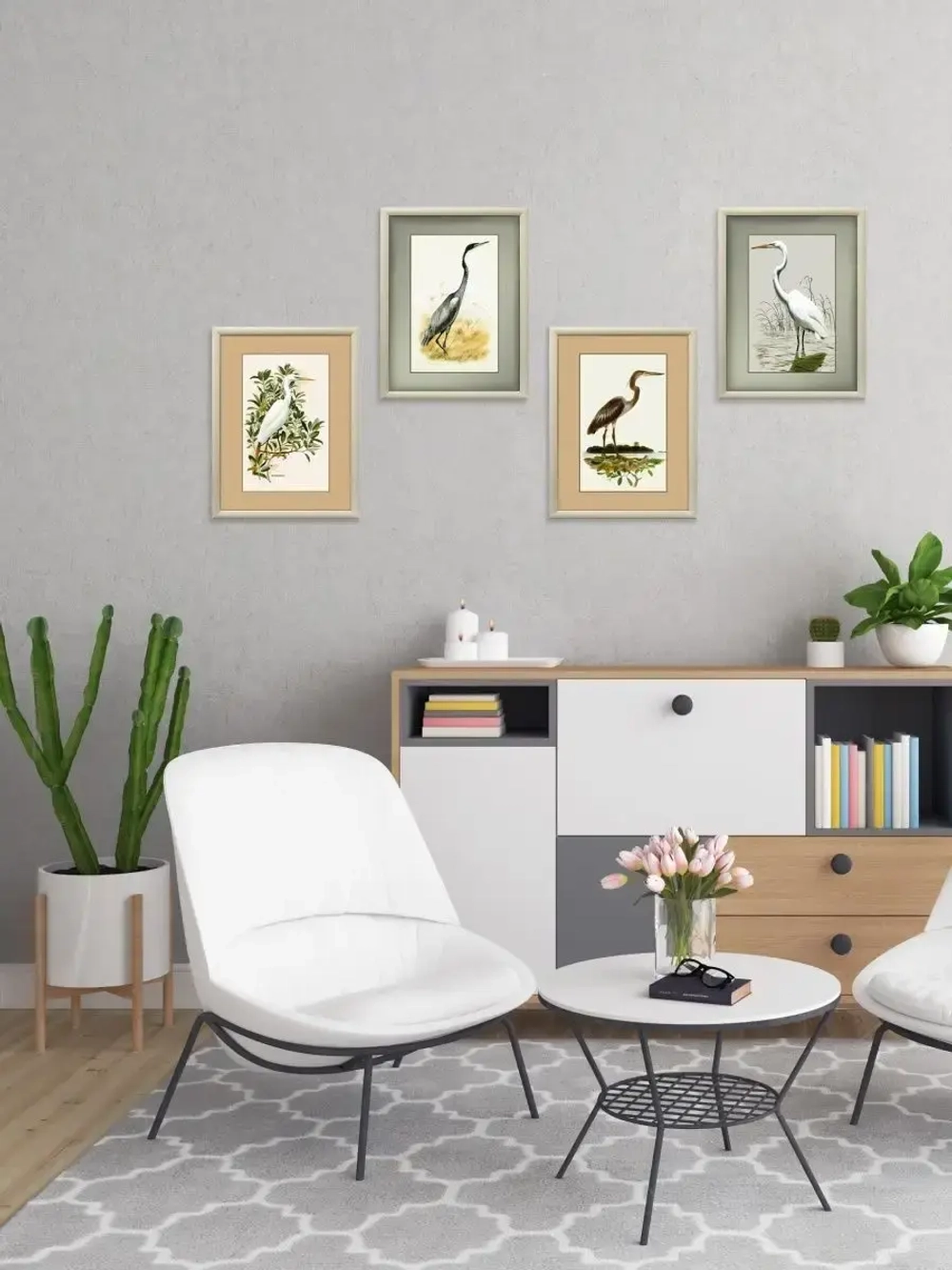 Картина на бумаге "Цапля"