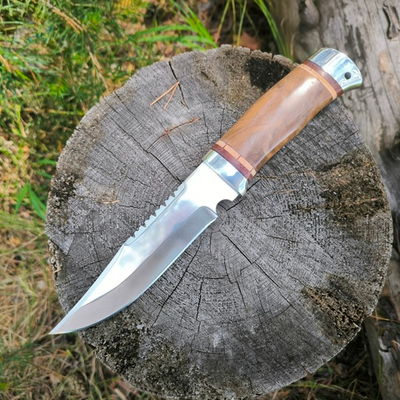 Кованый нож НС-01А серрейтор, алюминиевые вставки (Златоуст)