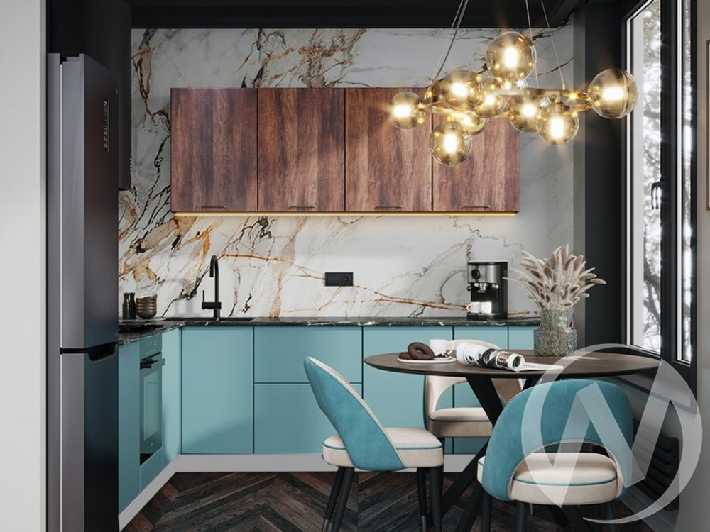 Кухня "Хелмер/Валерия" Дуб кальяри/Лагуна софт