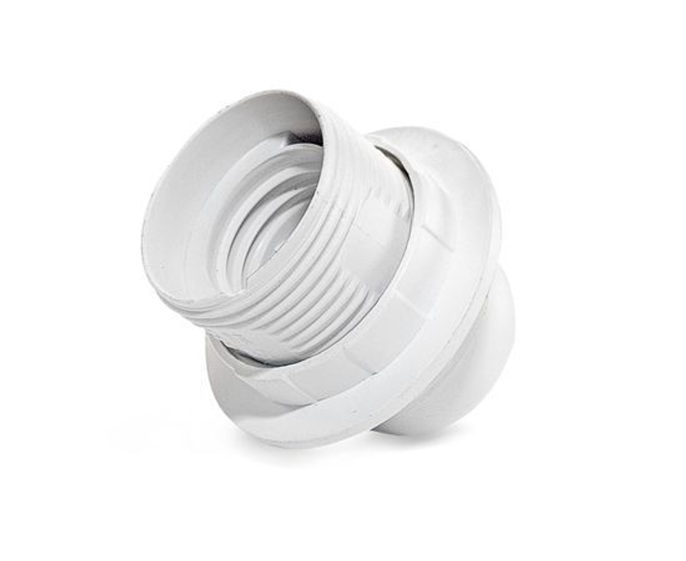 Патрон для лампы E27 термопластик люстровый с кольцом белый 4А 250В 5560711 UNIVersal 10 шт.