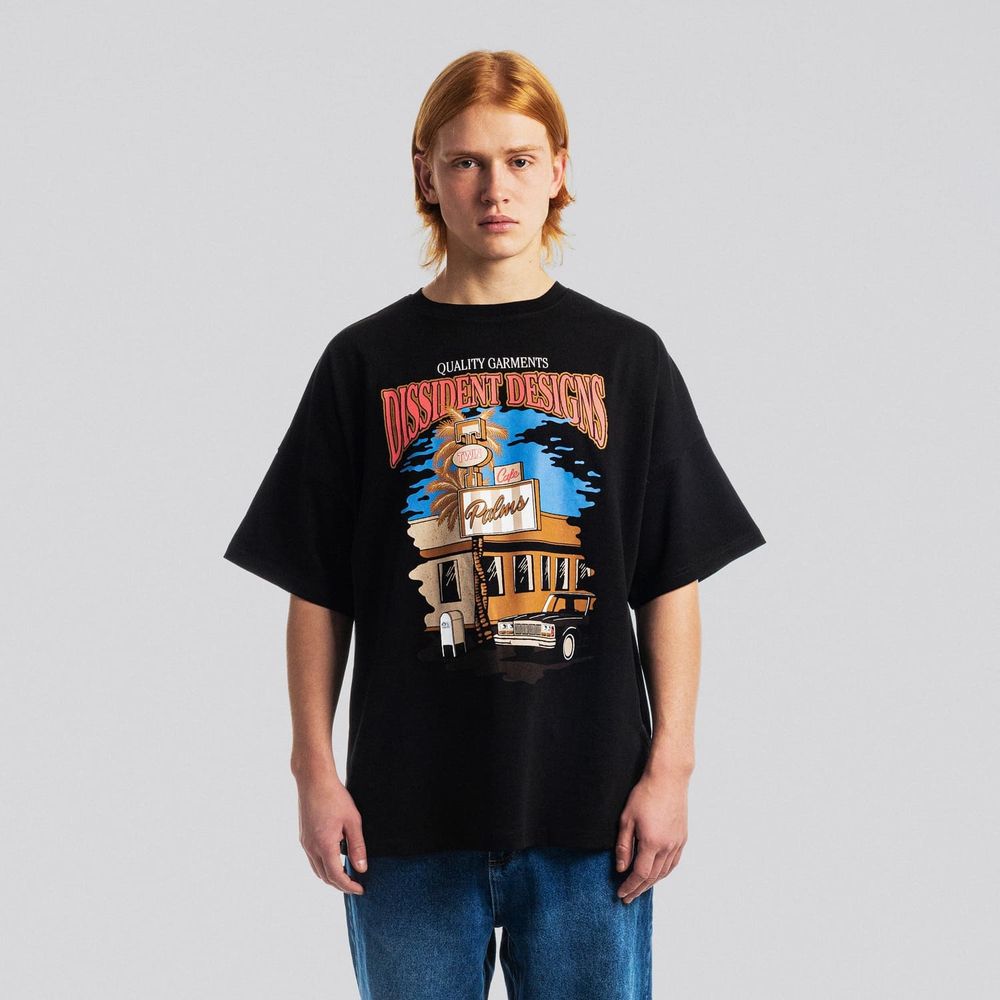 Купить Футболка Dissident Twin Palms Cafe черная Футболка Dissident Twin Palms Cafe черная