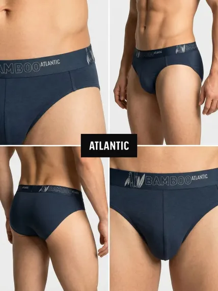 Мужские трусы (3шт) слипы спорт Atlantic 3MP-213, бамбук, зеленый + черный + сине-зеленый
